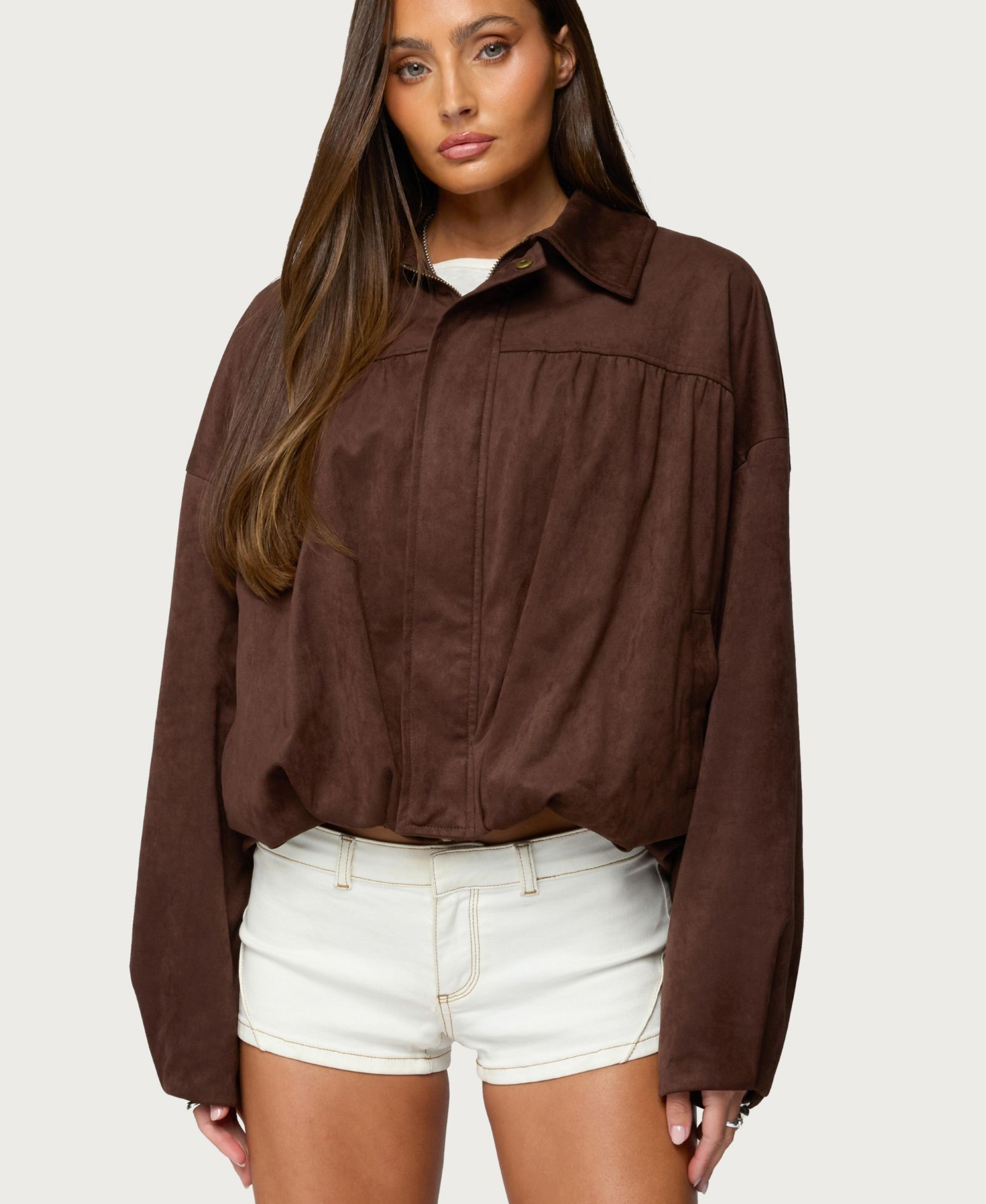 Edikted Women's Alberta Faux Suede Bubble Jacket