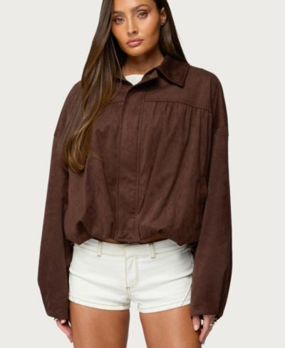 Edikted Women's Alberta Faux Suede Bubble Jacket