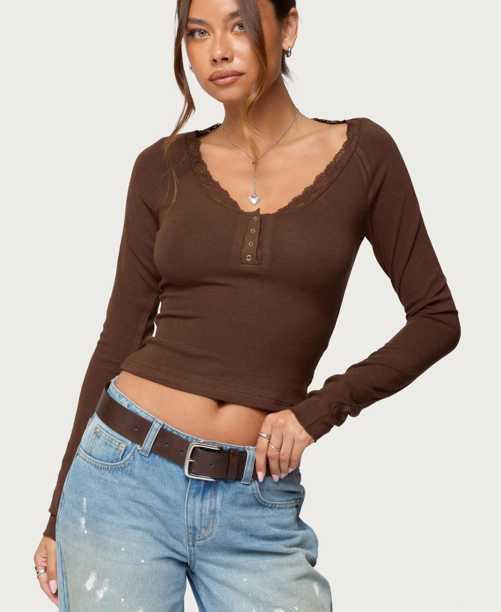 Edikted Женский Shanah Lacey Henley Top