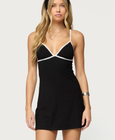 Edikted Women's Laurah Contrast V Neck Mini Dress