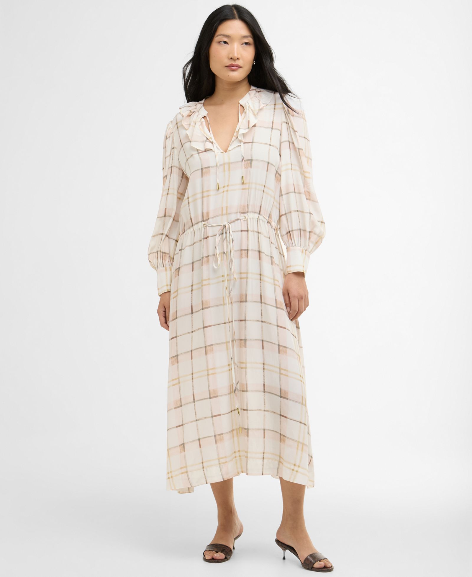 Barbour Women's Asker Oversized-Sleeve Midi Dress