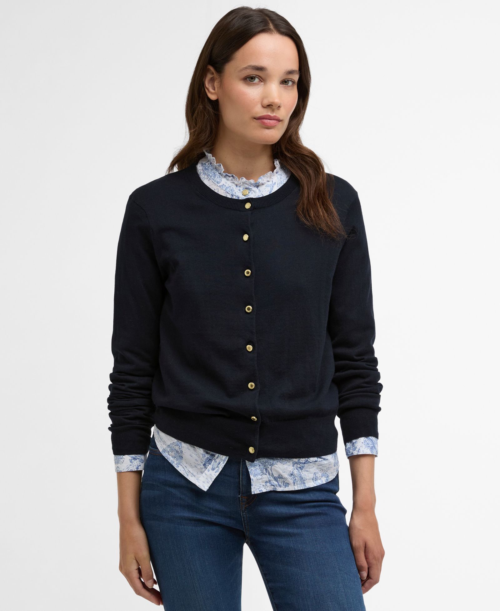 Женский вязаный кардиган Barbour Wisteria с круглым вырезом