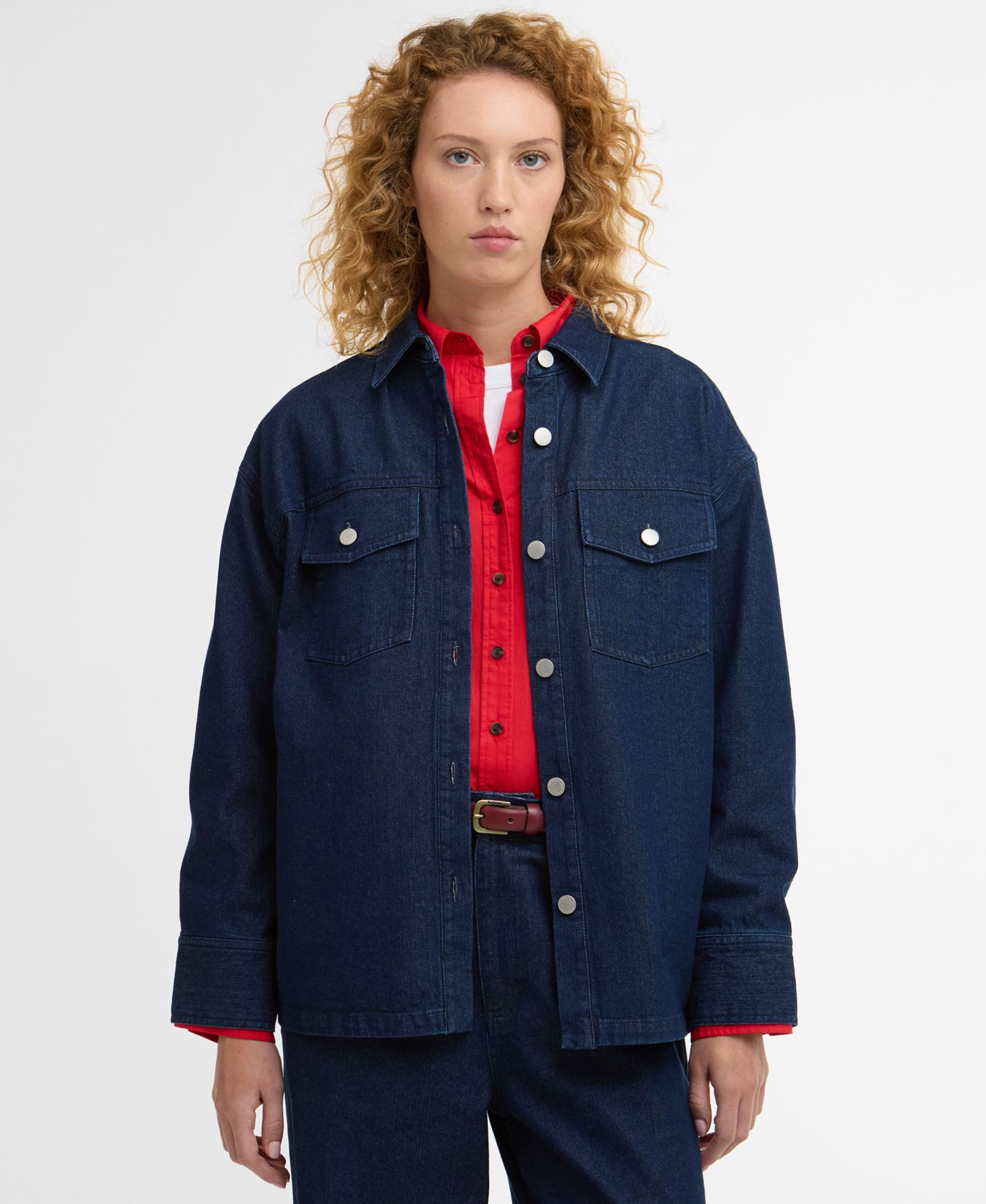 Barbour Женская джинсовая рубашка Maia с длинным рукавом и воротником