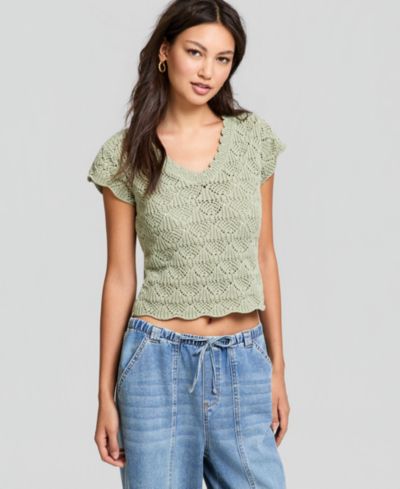 And Now This Женский трикотажный топ Pointelle-Knit
