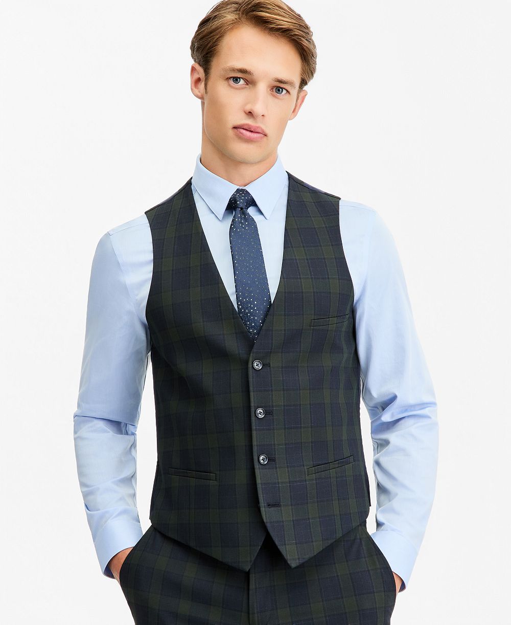 Мужской жилет BAR III Slim-Fit Green Tartan