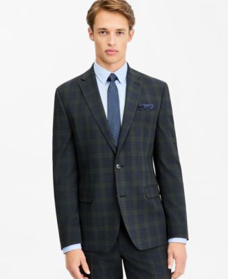 Мужской приталенный пиджак BAR III Green Tartan Suit Separates