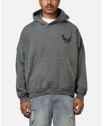 SAINT MORTA Men's Black Doves Premium Hoodie Washed Charcoal