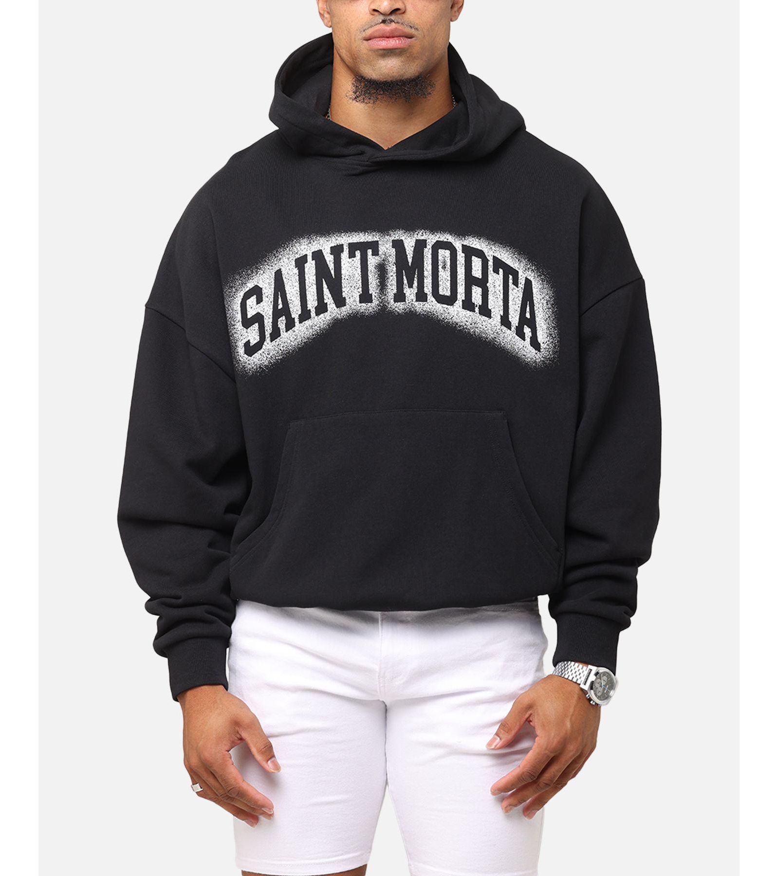 Мужское худи SAINT MORTA Black Boxy Hoodie
