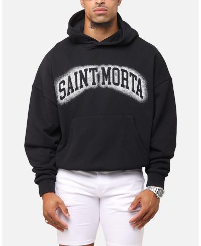 SAINT MORTA Men's Spray Logo Boxy Hoodie Black