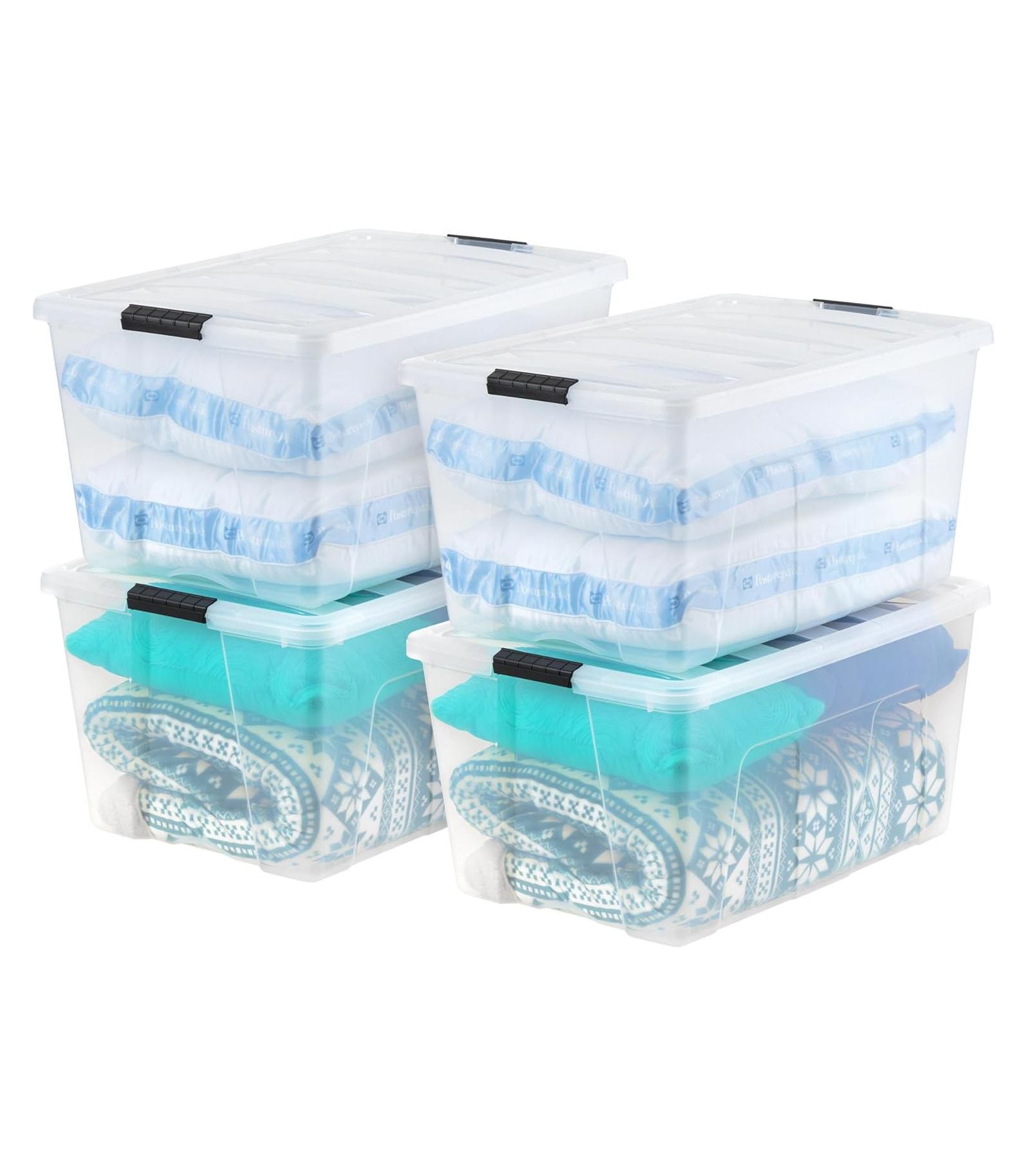 Набор пластиковых контейнеров IRIS 94 Qt Stackable с крышками, 4 шт