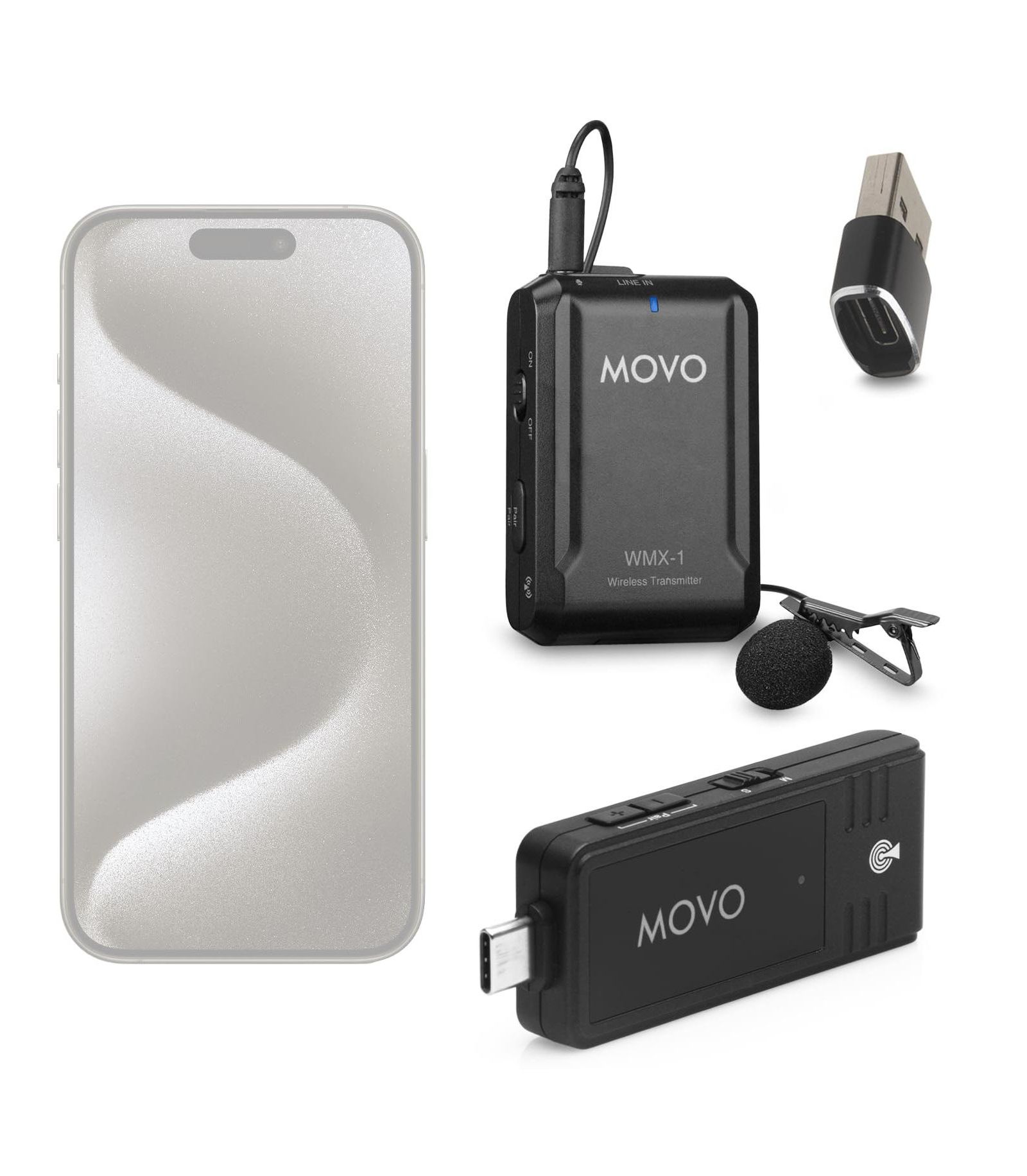Movo WMX-1-UL-SP Wireless USB-C Lavalier Microphone System for Android and iPhone 15+