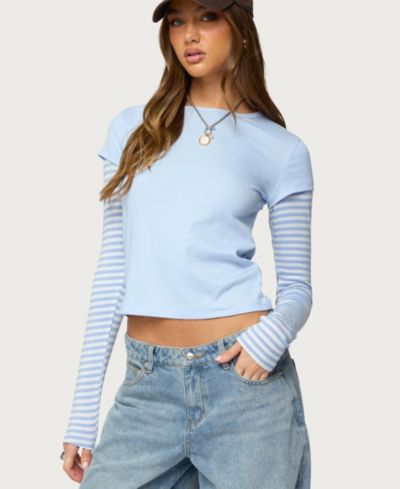 Футболка Edikted Women's Stripey Layered Long Sleeve