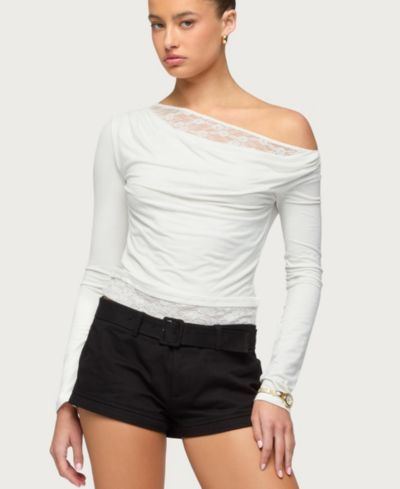 Edikted Women's Layered Lacey Off Shoulder Top