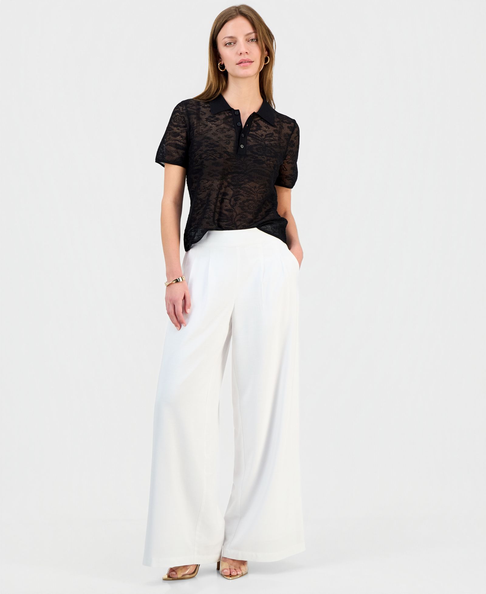 I.N.C. International Concepts Petite Pleated Pull-On Wide-Leg Pants, Macy's Exclusive