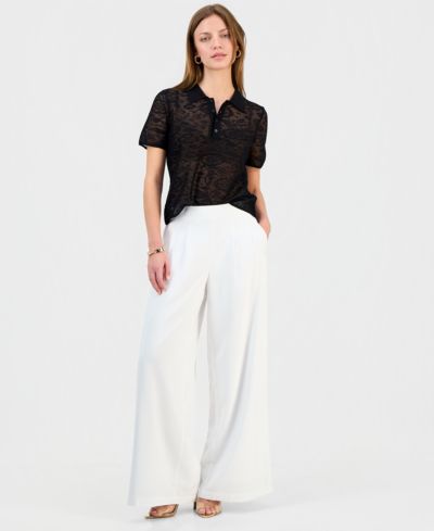 I.N.C. International Concepts Petite Pleated Pull-On Wide-Leg Pants, Macy's Exclusive