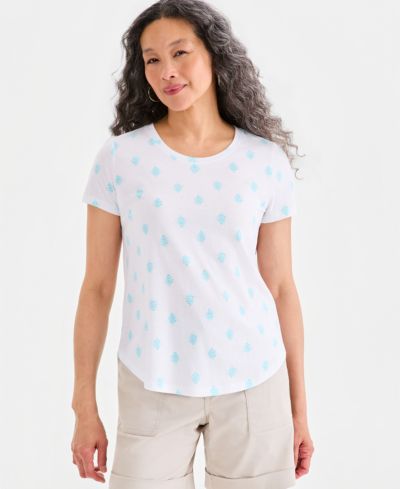 Женская футболка Style & Co Printed Short-Sleeve Crewneck