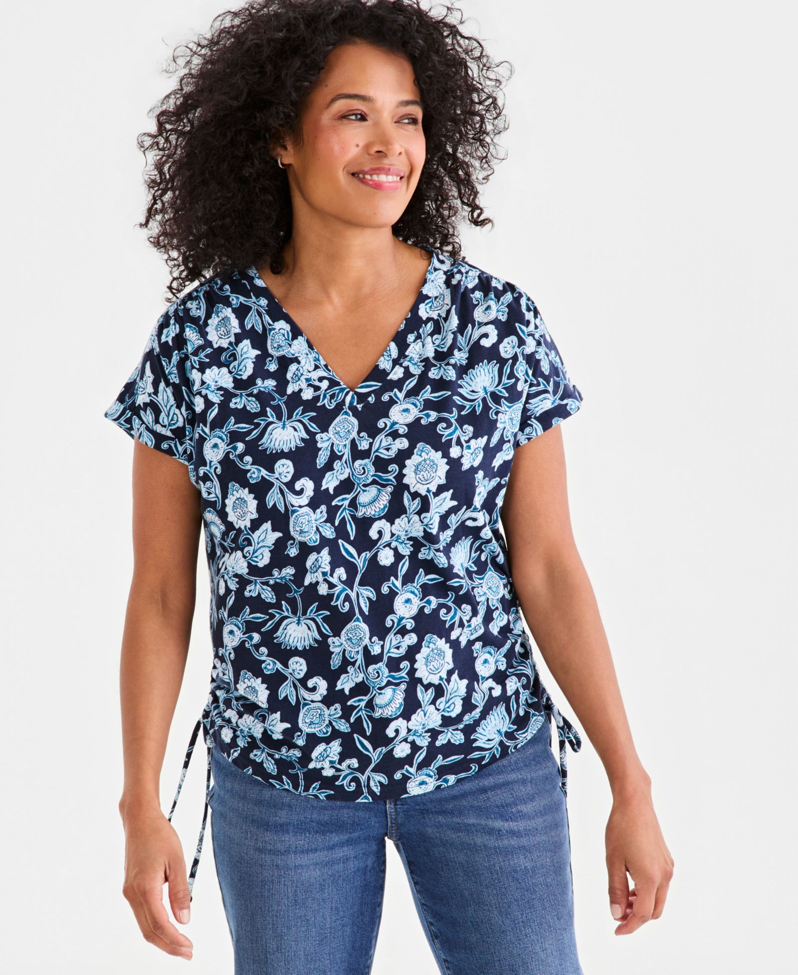 Трикотажный топ Style & Co Women's Printed V-Neck