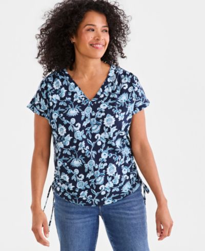 Style & Co Women's Printed V-Neck Knit Top, Macy's Exclusive