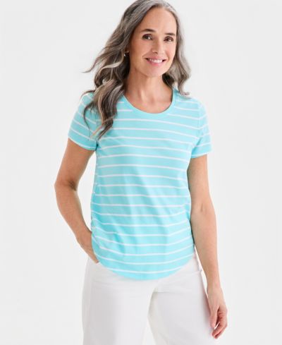 Style & Co Women's Printed Short-Sleeve Crewneck T-Shirt, Macy's Exclusive