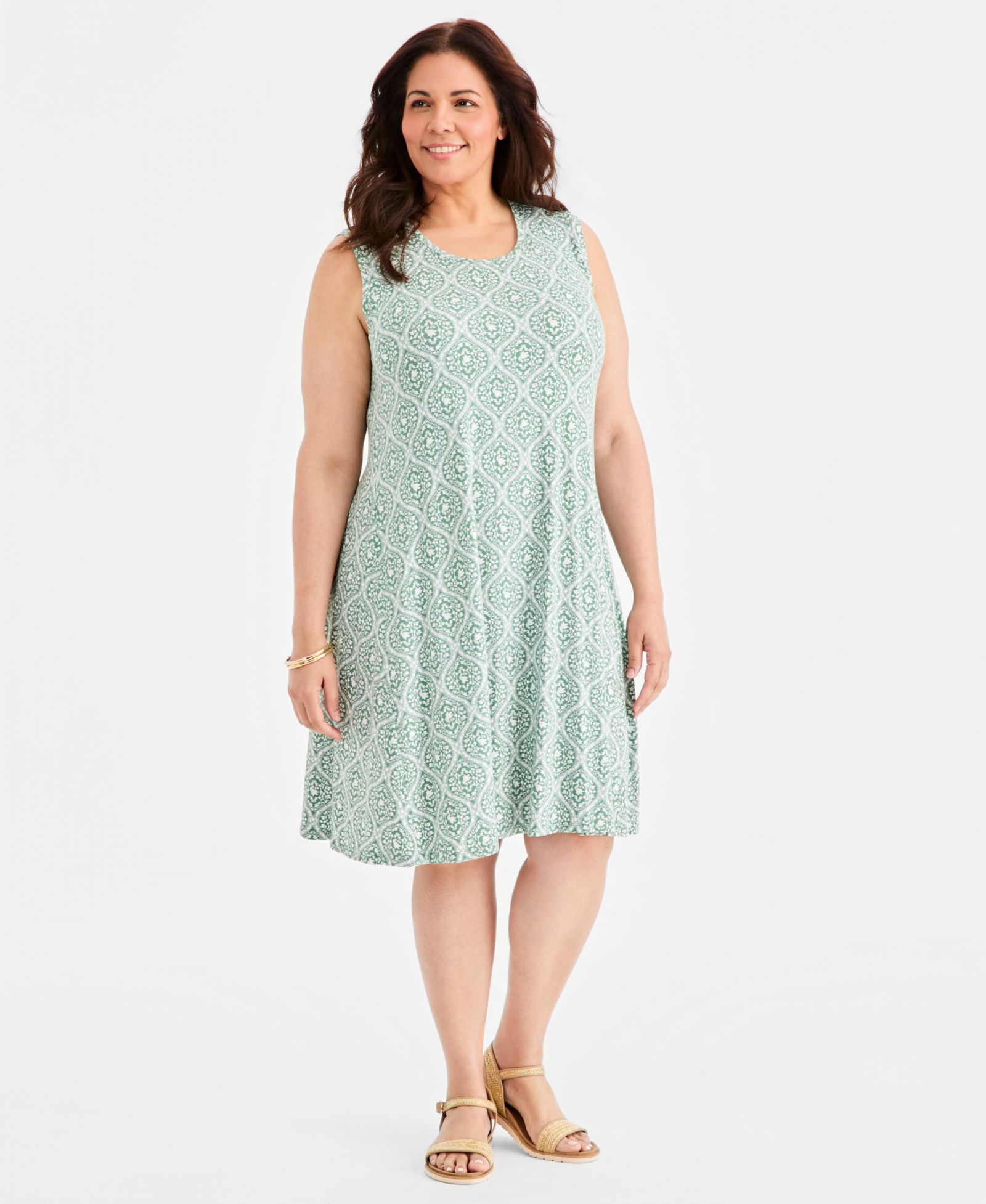 Платье миди Style & Co Plus Size Printed Sleeveless Knit