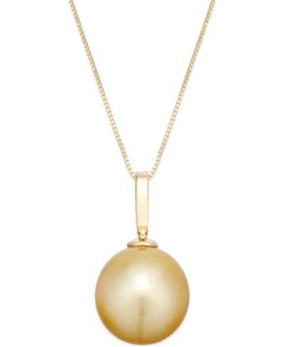Подвеска-кулон с культивированным золотым Южным жемчугом (12mm) в 14k Gold