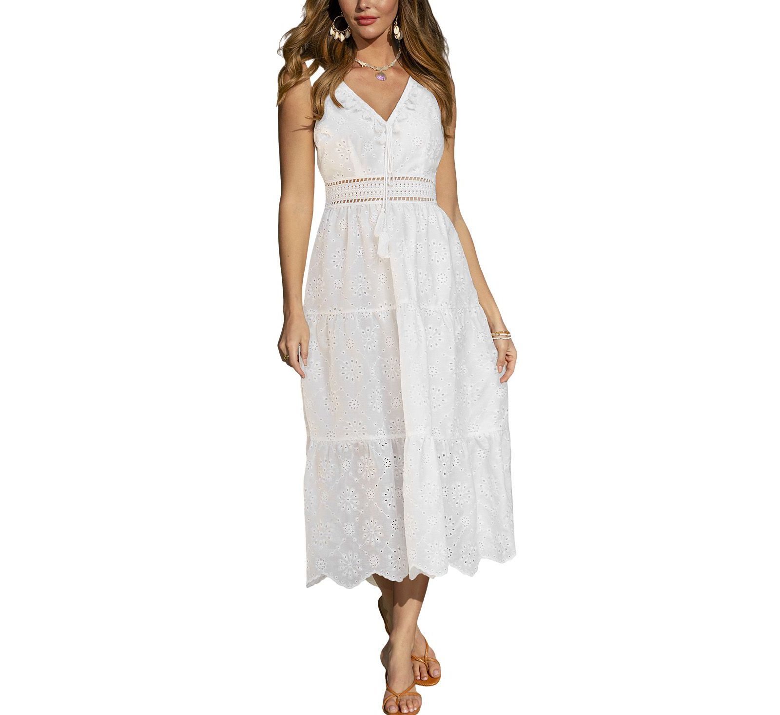 Cupshe Women's Tropical Wind White Maxi Beach Dress