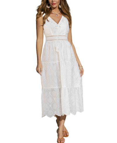 Cupshe Женское пляжное макси-платье Tropical Wind White