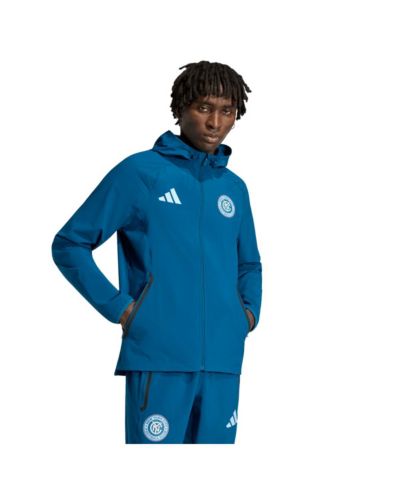 Мужская ветровка Adidas New York City FC Tiro Full-Zip с капюшоном, синяя