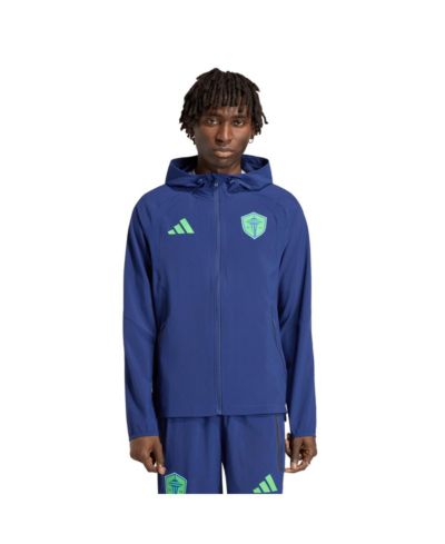 Adidas Men's Navy Seattle Sounders FC Tiro Travel Full-Zip Hooded Windbreaker Jacket
