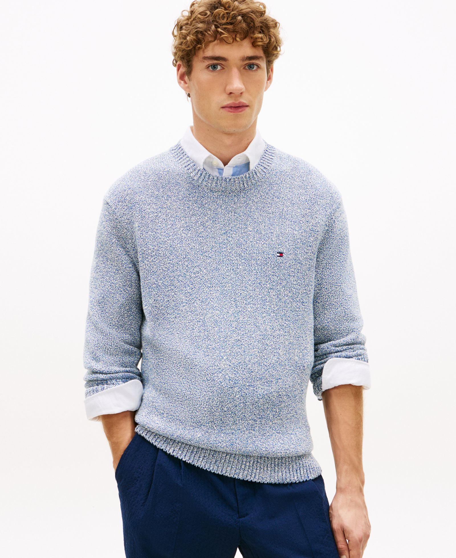 Tommy Hilfiger Men's Two-Tone Boucle Crewneck Sweater