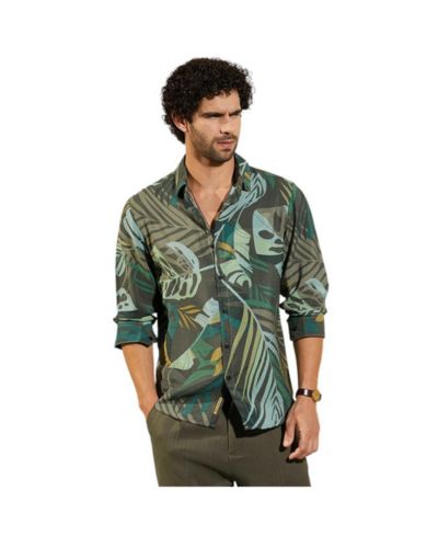 Мужская рубашка Campus Sutra Jungle Green с принтом Palm