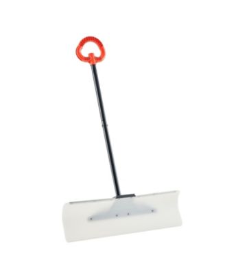 Mecale Snow Pusher Shovel, 30", HDPE Blade w/ Metal Edge, Segmented Handle, Ergonomic Grip, Driveway/Garden