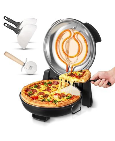 Mecale Electric Pizza Oven, 12", 1200W, Cordierite Stone, 5 Heat Modes, Viewing Window, Up to 788°F