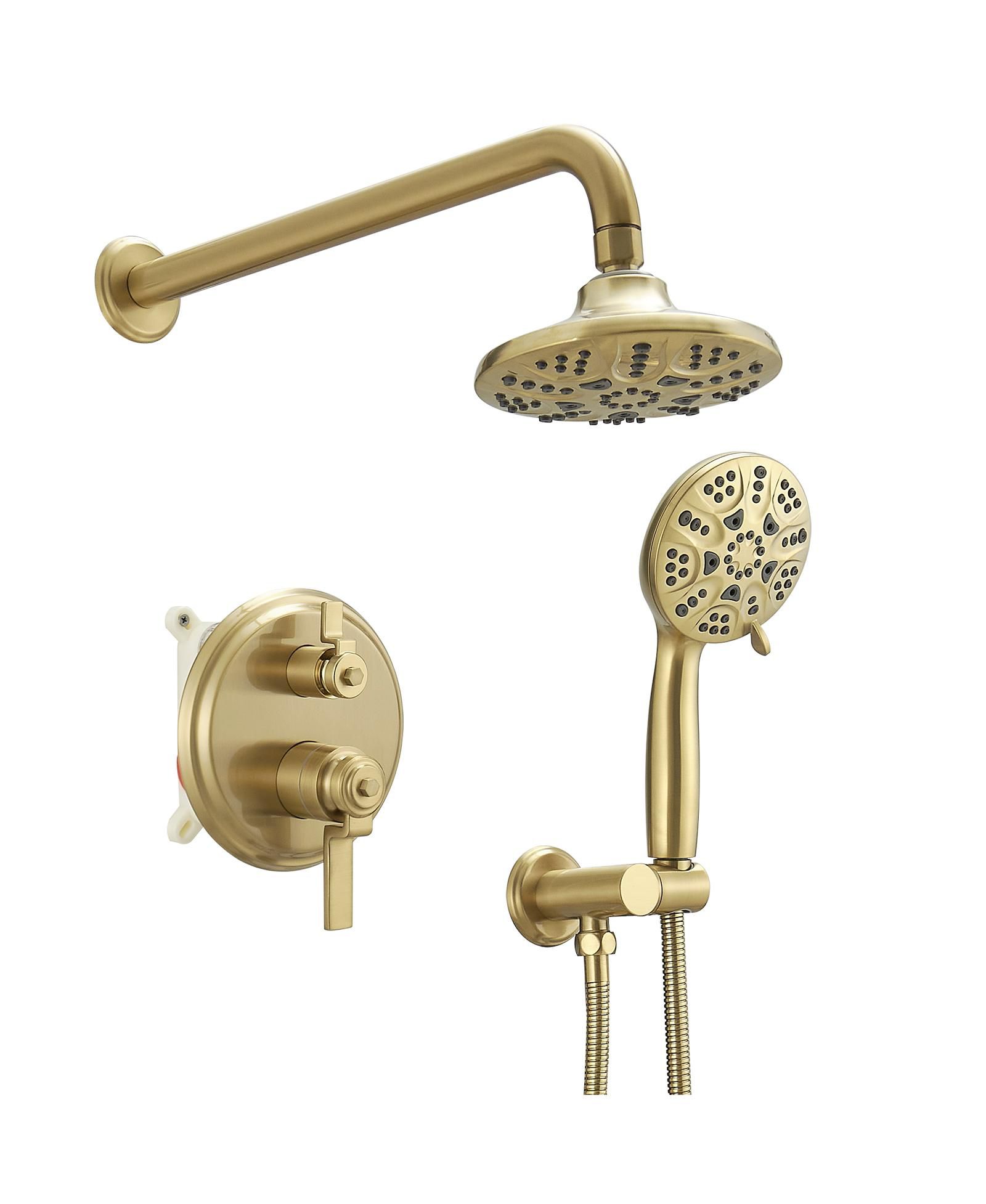 Смеситель для душа Greenspring Single Handle 2-Spray с ручным душем, Brushed Gold