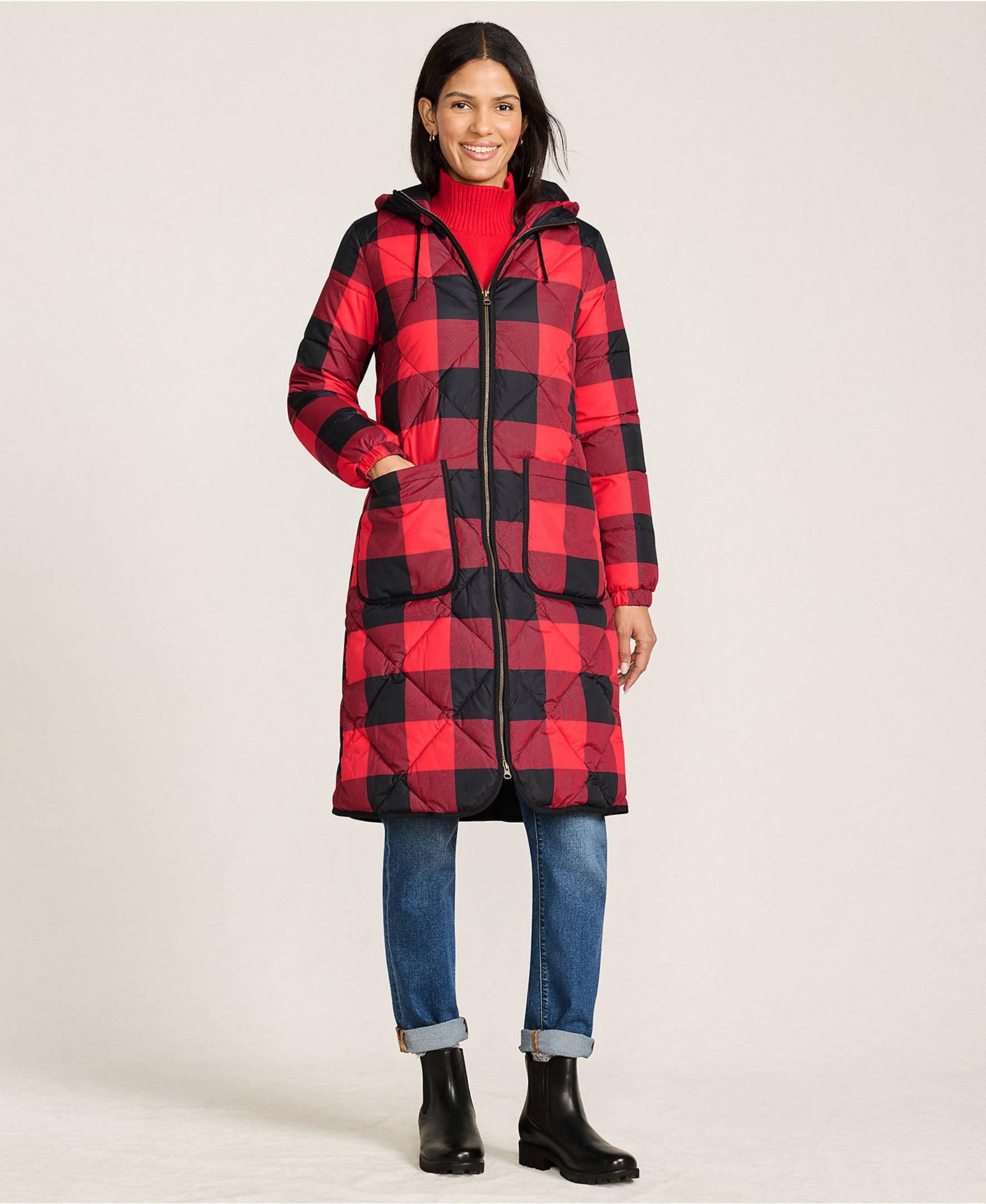Lands' End Women's Print FeatherFree Insulated Diamond Quilted Maxi Coat