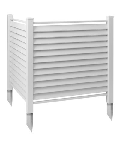 Casafield 48" x 48" Louvered Privacy Screen - Outdoor Vinyl Fence Panel Enclosure for AC / Trash Bins / Pool Equipment - White