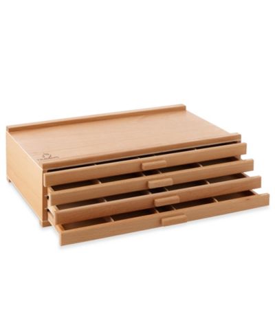 7 Elements 4 Drawer Wooden Artist Storage Supply Box for Pastels, Pencils, Pens, Markers, Brushes and Tools