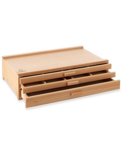 7 Elements 3 Drawer Wooden Artist Storage Supply Box for Pastels, Pencils, Pens, Markers, Brushes and Tools