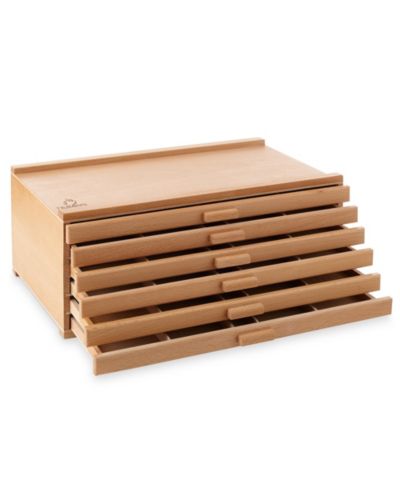 7 Elements 6 Drawer Wooden Artist Storage Supply Box for Pastels, Pencils, Pens, Markers, Brushes and Tools