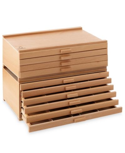 7 Elements 10 Drawer Wooden Artist Storage Supply Box for Pastels, Pencils, Pens, Markers, Brushes and Tools