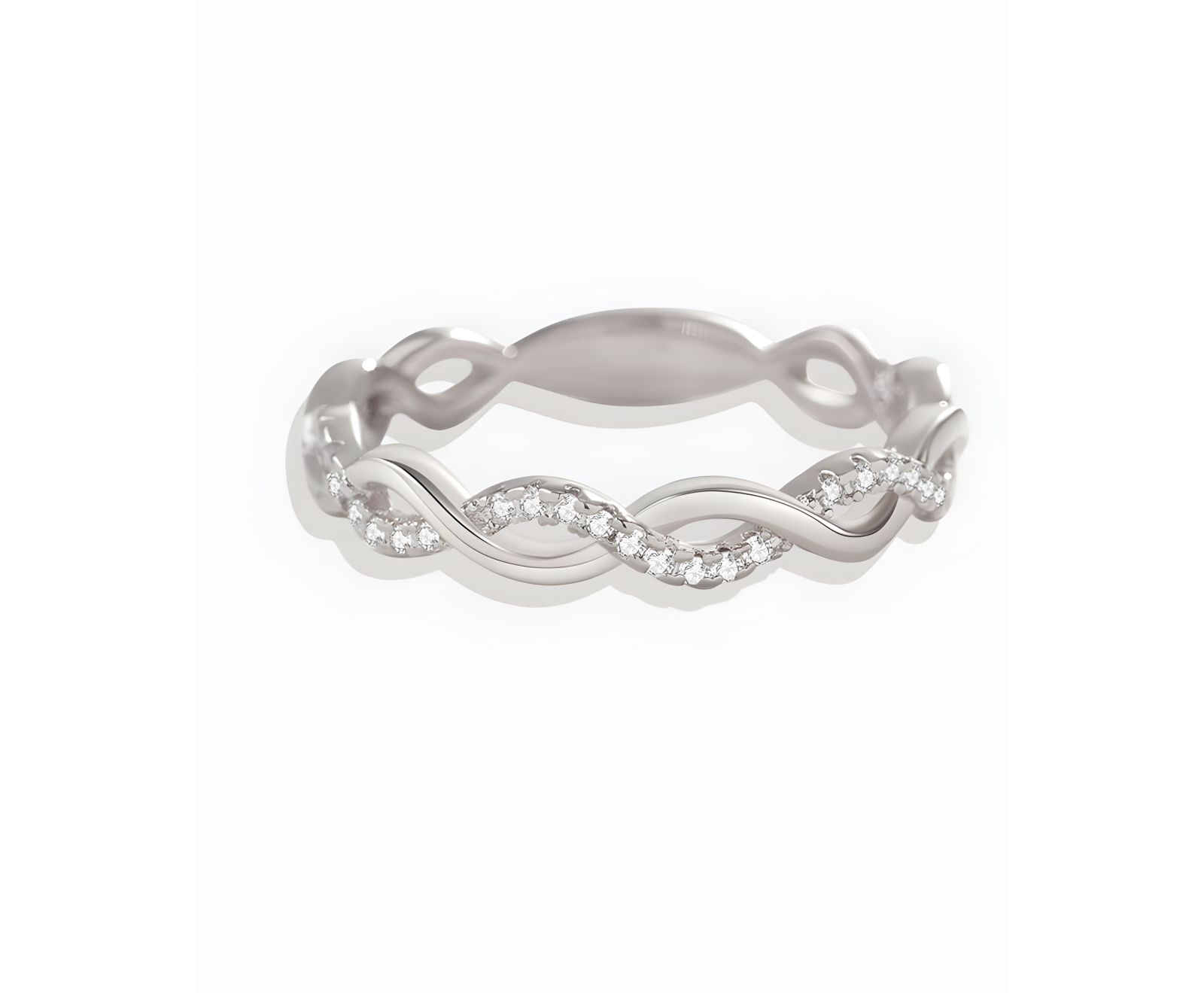 Mint & Lily Dainty Pave Twist Stacking Ring in