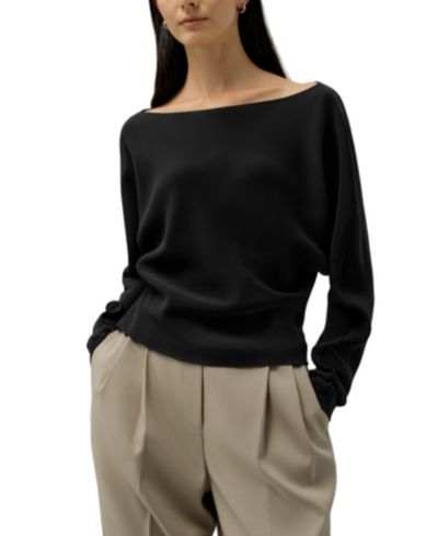 LILYSILK Women's Long Sleeve Gathered Silk Top