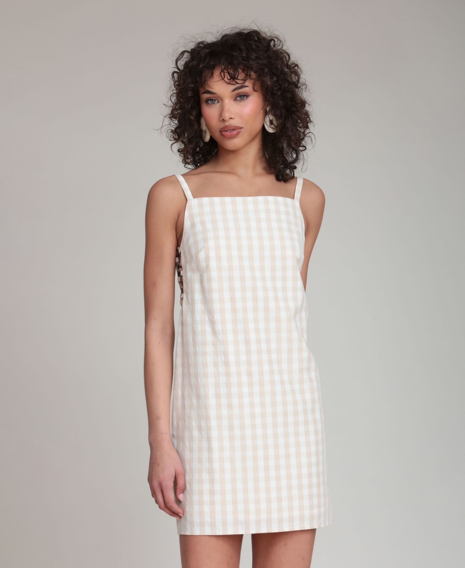 Avec Les Filles Women's Gingham Square-Neck Mini Dress