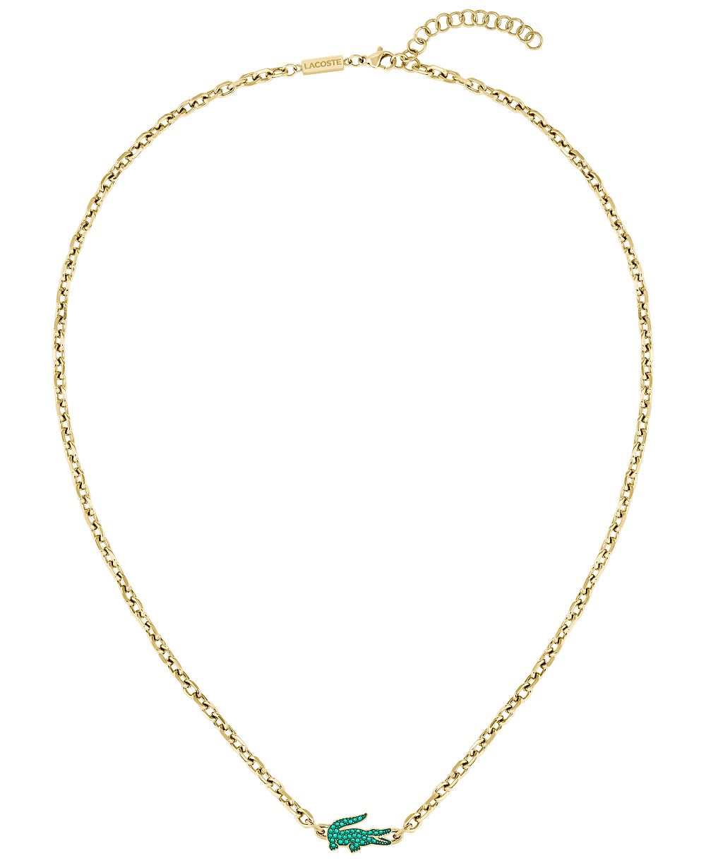 Мужское ожерелье Lacoste Arthor Green Crystal Gold-Tone Crocodile