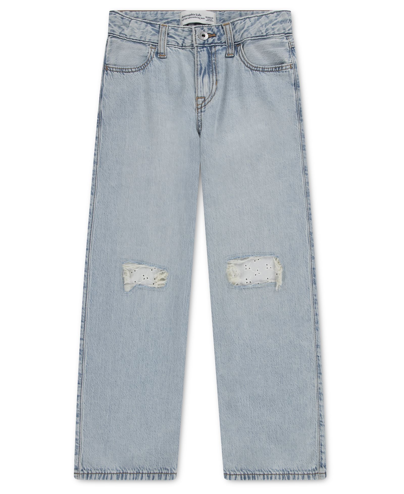 abercrombie kids Джинсы с высокой посадкой и эффектом потертости для девочек