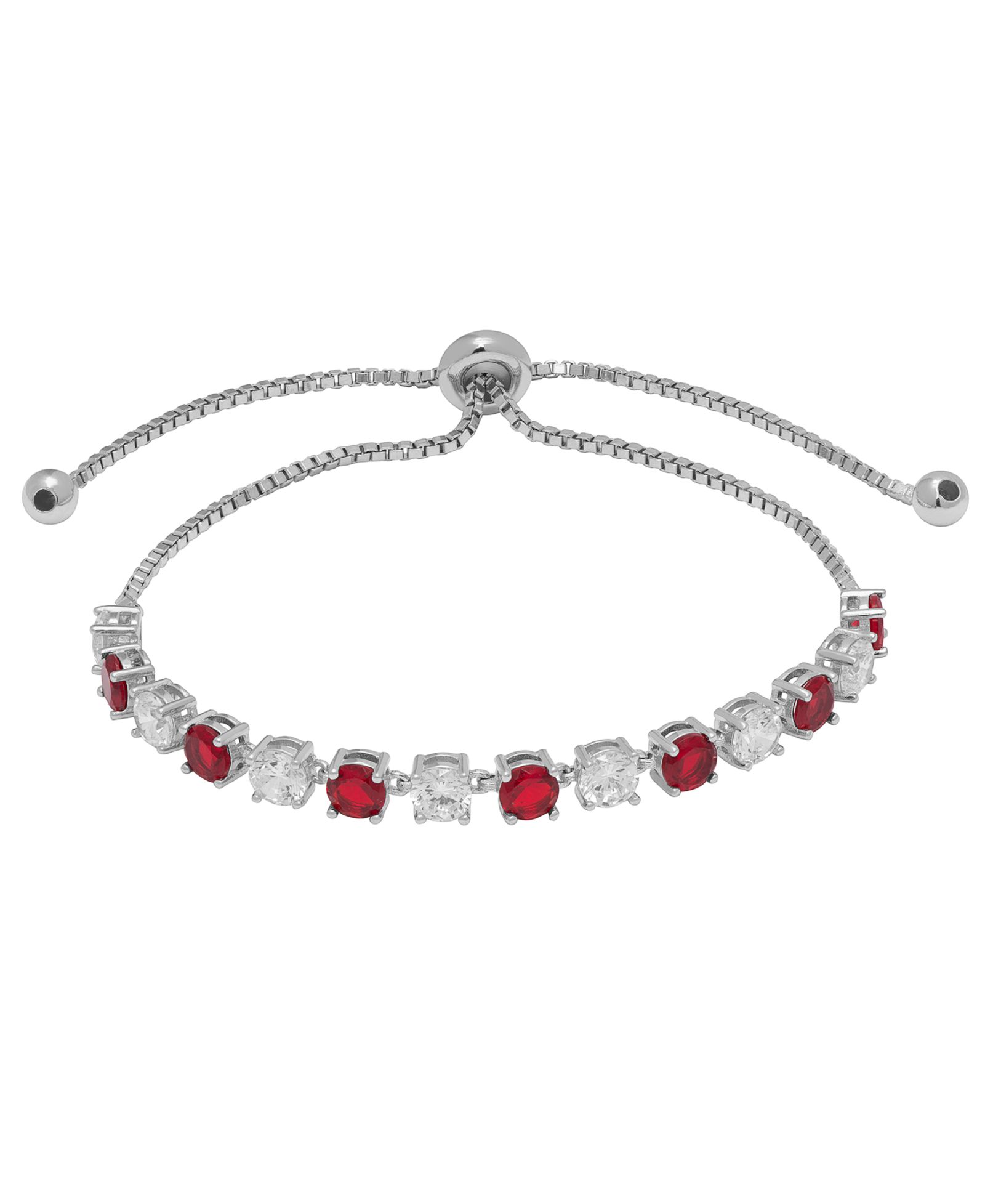 Macy's Lab Grown White Sapphire (2.38 ct. t.w.) & Lab Grown Ruby (2.38 ct. t.w.) Bracelet in Sterling Silver (Also Available in Lab Grown Blue Sapphire & Lab Grown White Sapphire)