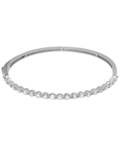 Macy's Lab Grown White Sapphire (3.15 ct. t.w.) Bangle Bracelet in Sterling Silver