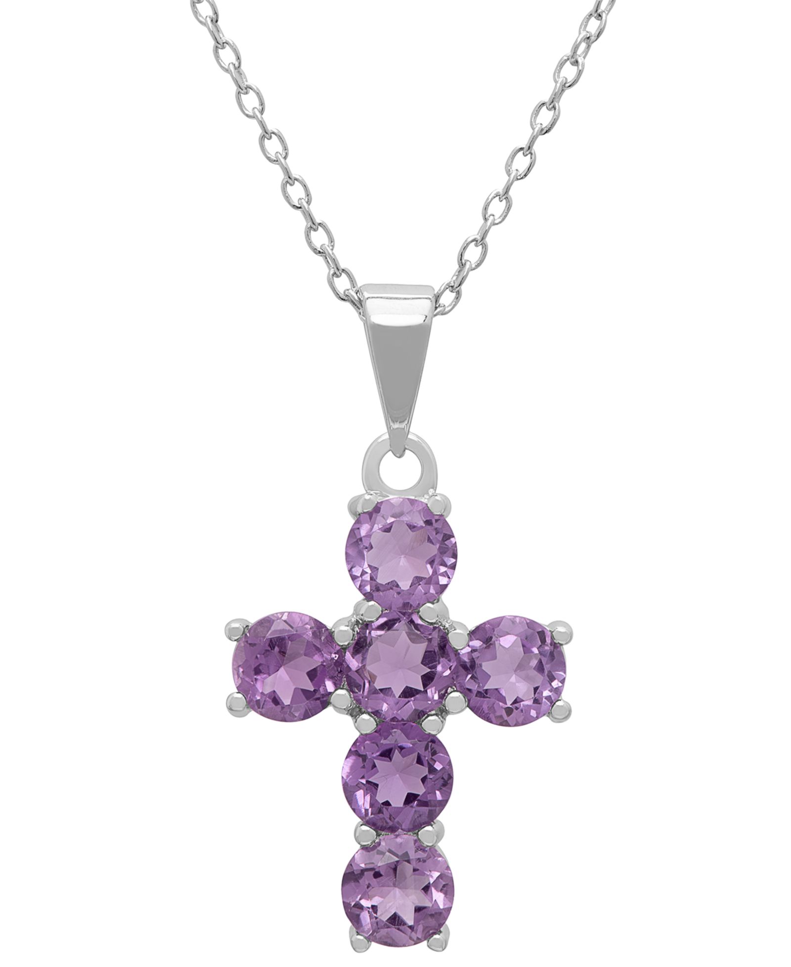 Подвеска Cross Pendant Necklace Amethyst (2.40 ct. t.w.) из стерлингового серебра