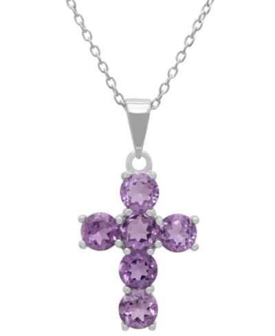Подвеска Cross Pendant Necklace Amethyst (2.40 ct. t.w.) из стерлингового серебра