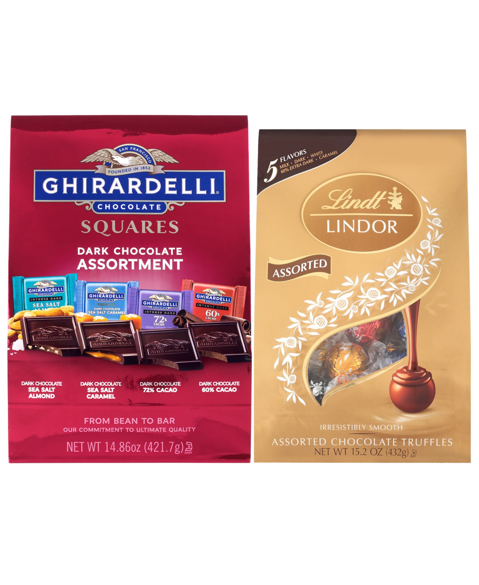 Набор трюфелей Lindor Ghirardelli Squares Premium Dark Chocolate, 2 Pack